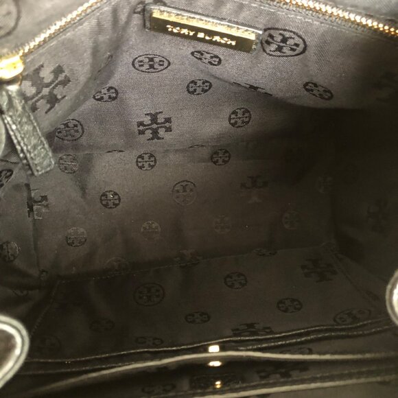 **SOLD**TORY BURCH Whipstitch Leather Logo Black Backpack - Picture 10 of 13